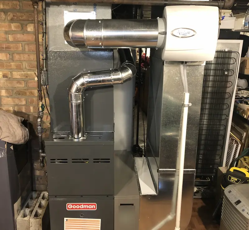 Goodman furnace with Aprilaire humidifier installed in Inverness, IL