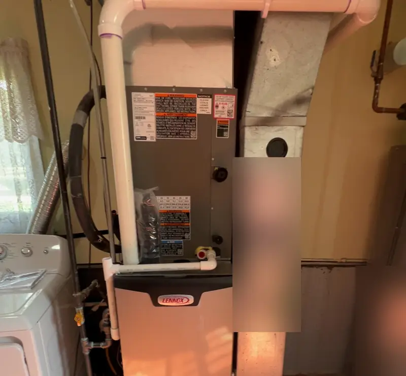 Lennox high-efficiency furnace installed in an Itasca, IL utility room
