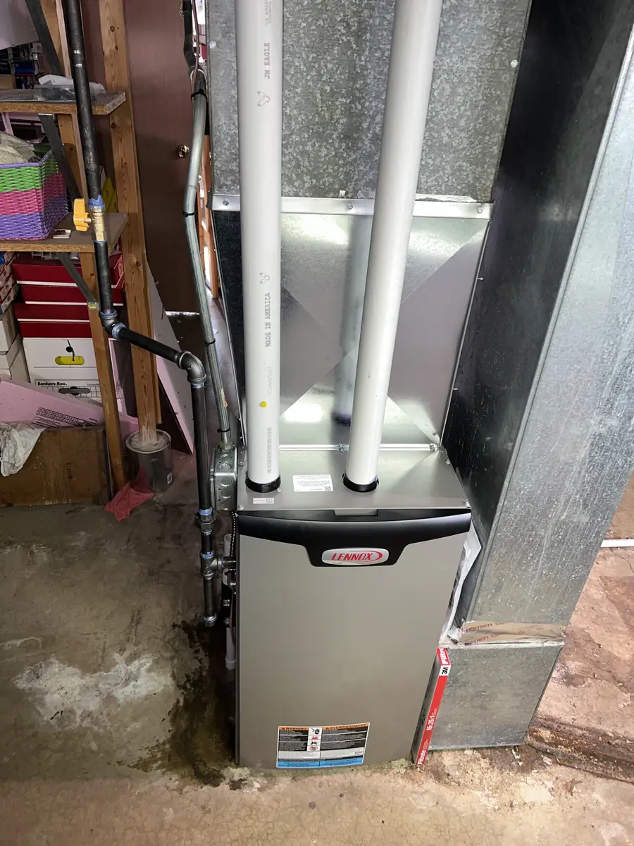 New Lennox Elite furnace with PVC venting and new sheet metal in an Elmhurst, IL basement