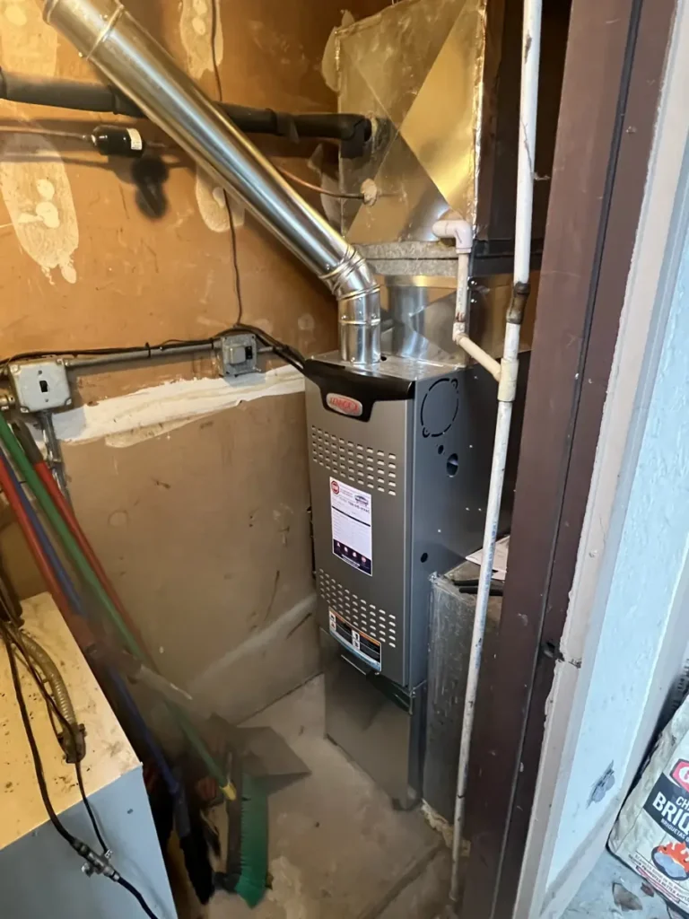 New Lennox furnace installed in a tight utility closet in Schaumburg, IL