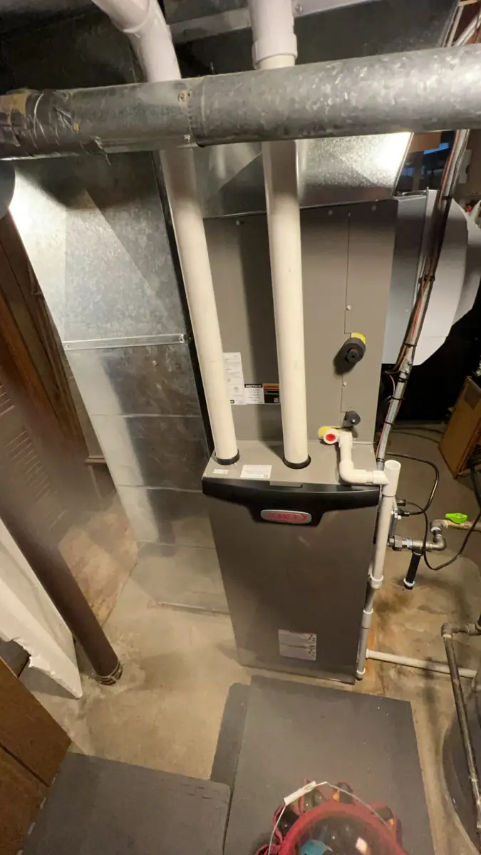 New Lennox furnace and coil with new sheet metal in an Elgin, IL basement