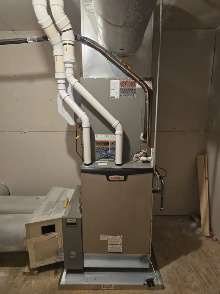 New Lennox high-efficiency furnace and coil installed by Pure Comfort in a Bartlett, IL home