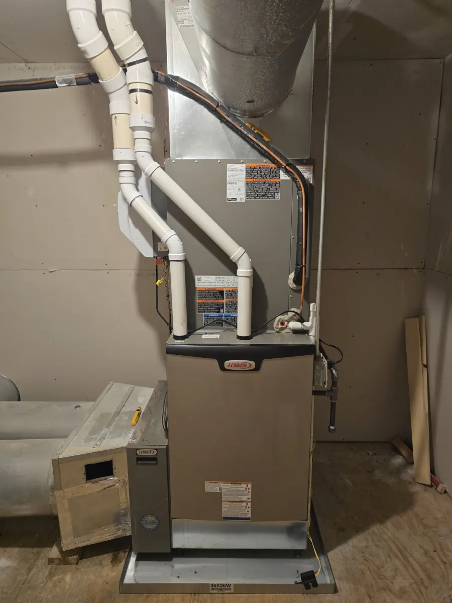 New Lennox high-efficiency furnace and coil installed by Pure Comfort in a Bartlett, IL home