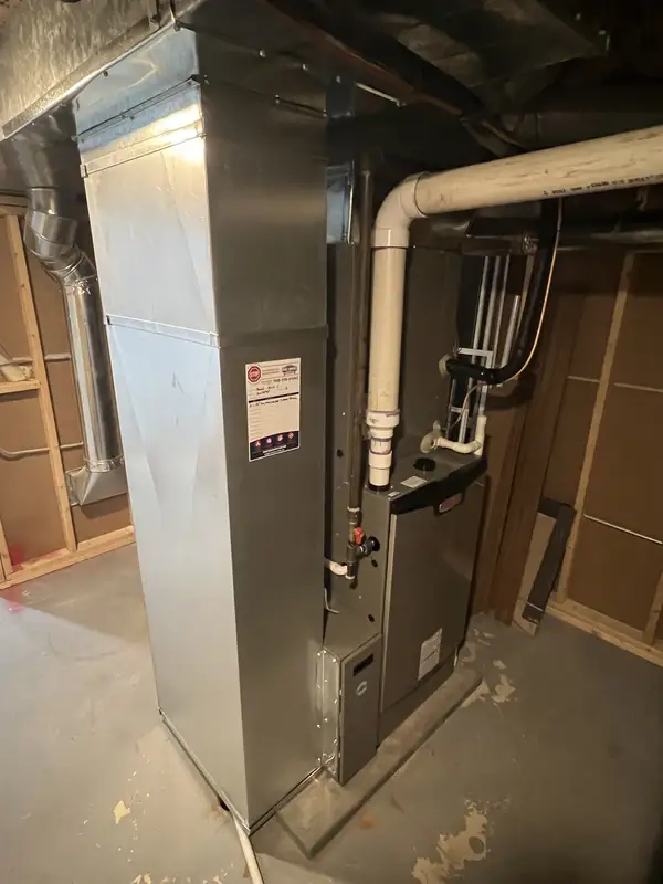 After: new Lennox furnace with new supply and return ductwork installed by Pure Comfort in Des Plaines, IL