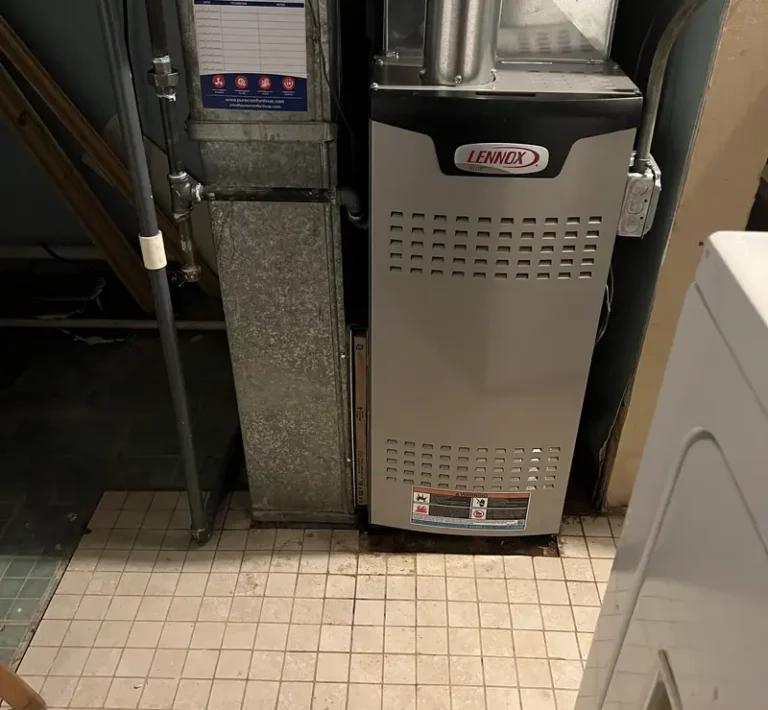 New Lennox Elite furnace installed by Pure Comfort in a Bloomingdale, IL basement