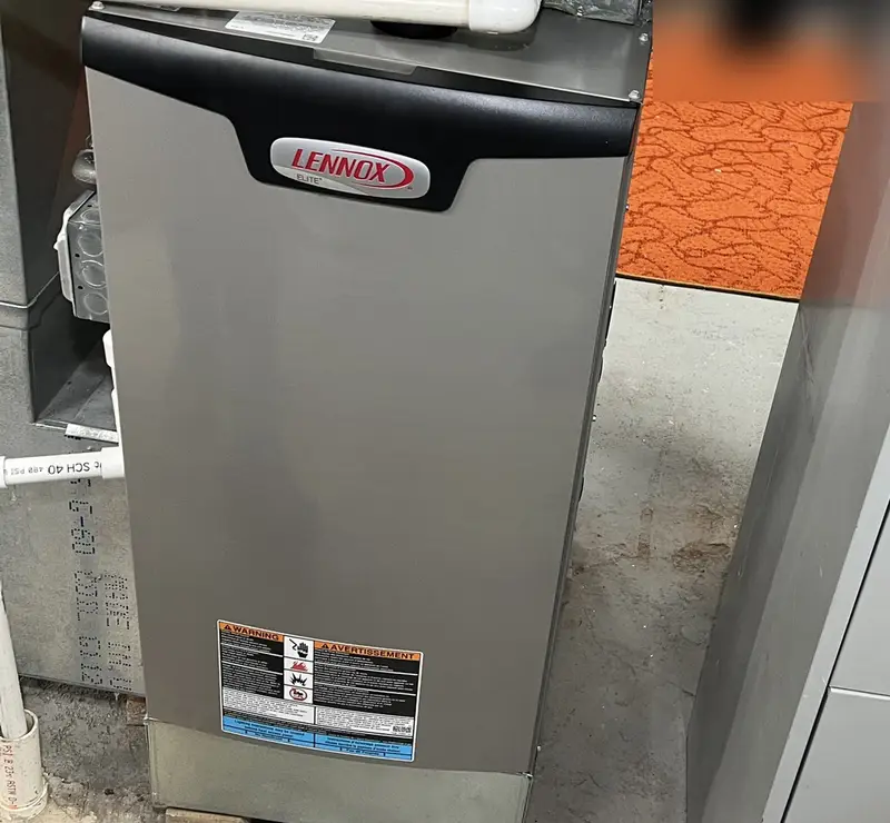 New Lennox Elite furnace installed by Pure Comfort in a Lombard, IL basement