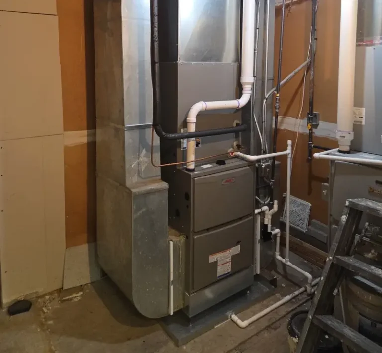 New Lennox high-efficiency furnace and coil installed by Pure Comfort in a Roselle, IL basement
