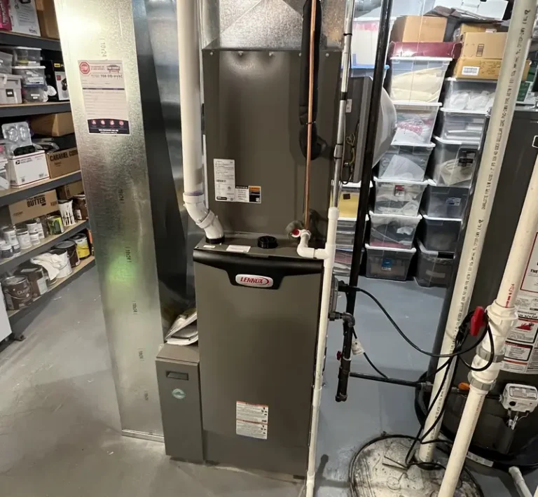 New Lennox high-efficiency furnace installed by Pure Comfort in a South Elgin, IL basement