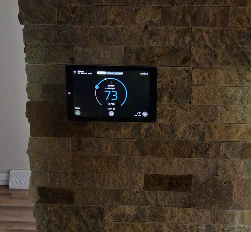 Lennox smart thermostat installed by Pure Comfort in an Elk Grove Village, IL home